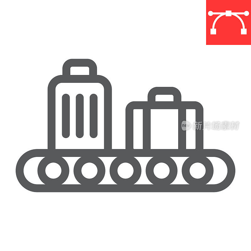 行李认领线图标，机场和行李，行李认领矢量图标，矢量图形，可编辑的描边轮廓标志，eps 10。